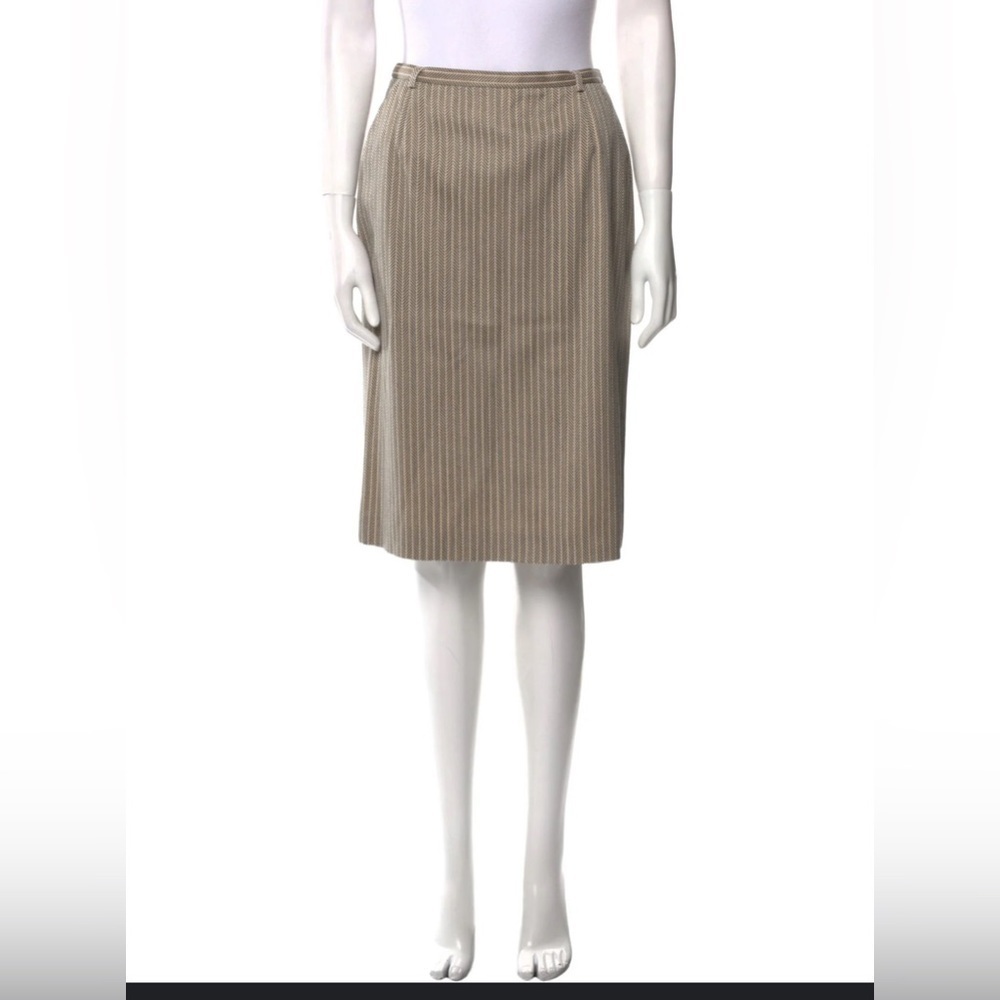 Escada Beige Striped Pencil Skirt